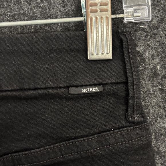 Mother Jeans Womens 24 Black High Waisted Looker Ankle Fray Guilty Glitter Racer - Picture 5 of 15